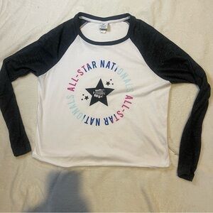 NCA All Star Cheer baseball style Raglan tee Medium